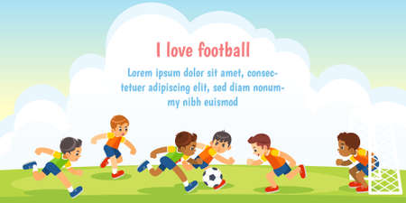 Kids sport football. template banner, presentation, cards, posters web page Vector illustrationのイラスト素材