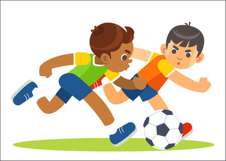 Little soccer player in action.のイラスト素材