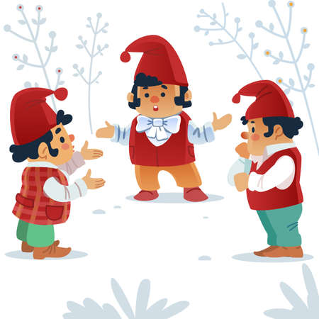 Dwarf. Gnomes. Fairy tale. Fantastic character set. Magical stories vector clip art.のイラスト素材