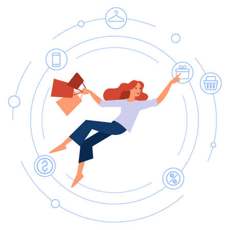 Online shopping, receiving a check through the phone, business concept, online store, buying and selling. Vector illustration, flat styleのイラスト素材