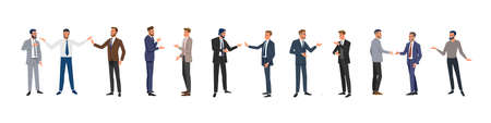 Businessmen isolated. Business people group different poses. Vector illustration.のイラスト素材