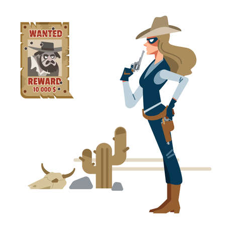 Gold-mining, and considering its future plans. wild West. Cartoon vector illustration. Flat style. Isolated on white backgroundのイラスト素材
