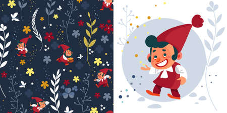 Dwarf. Gnomes. Fairy tale. Fantastic character. Magical stories vector clip artのイラスト素材