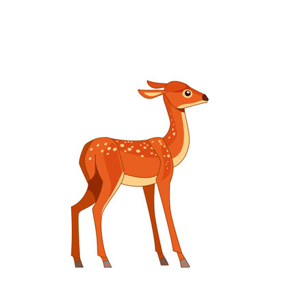 Roe deer isolated on white background. Side view. Cartoon vector flat style illustrationのイラスト素材