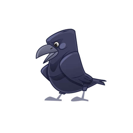Cartoon crow talking. Vector isolated on white background.のイラスト素材