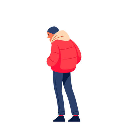 Young activist man protesting asking for freedom annoyed and frustrated shouting with anger, crazy and yelling anger concept. Cartoon character flat style design vector illustration isolated on white.のイラスト素材