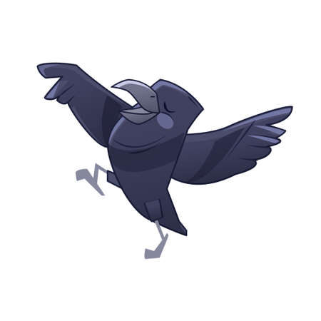 Happy crow dancing and singing. Cartoon Vector illustration isolated on white backgroundのイラスト素材