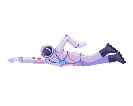 Astronaut floating in space. Set of astronaut man character vector design. Representation in various actions. Vector flat, cartoon picture illustration isolated on white background.のイラスト素材