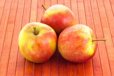 apples on wooded backgroundの写真素材