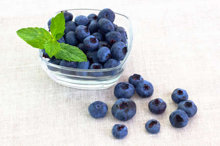 fresh bilberries in a bowlの写真素材