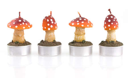 four candles in mushroom shapeの写真素材