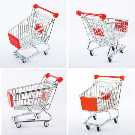 four red shop cartsの写真素材