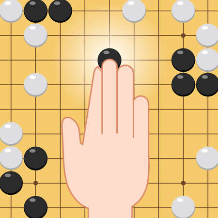 Hand move stone baduk at gobanのイラスト素材
