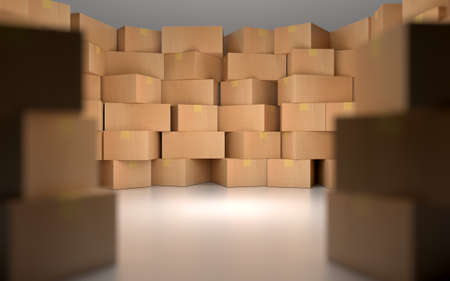 The space in the middle between the pile parcel / 3D Renderの写真素材