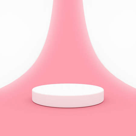 3D Scene - White Step Ladder Pallet There is a pastel pink color on a white cylinder background. On...