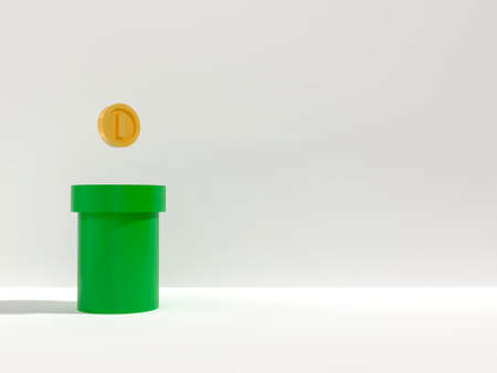 The green pipe has a coin on top. And free space for placing products / 3D Renderの写真素材