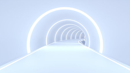 Abstract modern architecture background, empty open space interior. 3D renderingの写真素材