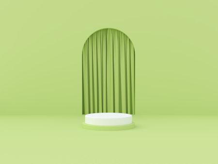 Background image for promotional product placement There is a base for placing the main product in the middle. and the background is light green. 3D Scene.の写真素材