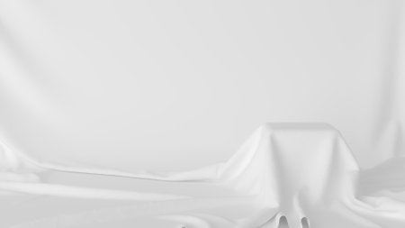 White fabric background. 3d rendering, 3d illustration. Smooth elegant white clothの写真素材