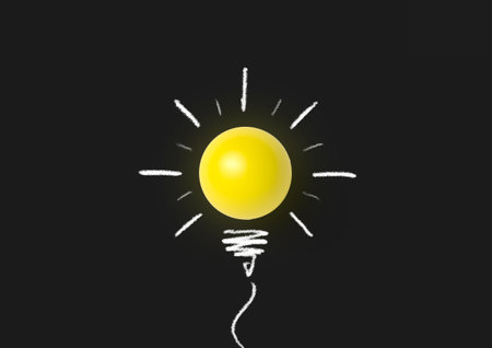 Idea bulbs and stripes black background. 3D Render.