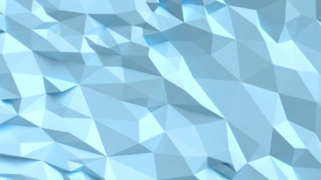 Triangular polygon blue background. 3D scene.