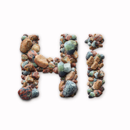 Stone arranged in the word "Hi"の写真素材