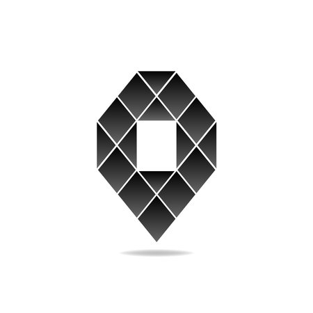 house icon. a house sign symbol from a neatly arranged checkered pattern into a unique minimalist abstract house iconのイラスト素材