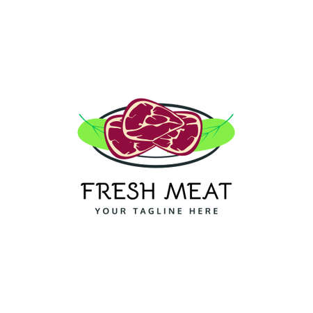 organic fresh meat restaurant logo illustration designのイラスト素材