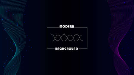 Modern Glowing Wave element Design With Particles In Dark Background. Good For Banner, Wallpaper Or Motion.のイラスト素材
