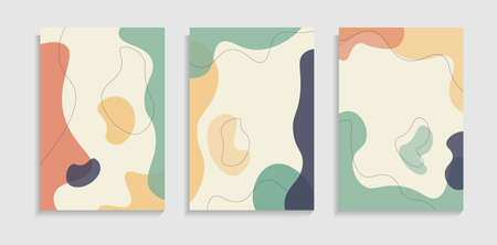 Set Of Colorful Background With Minimal Abstract Flat Liquid Shapes. Good For Banner, Cover, Poster...