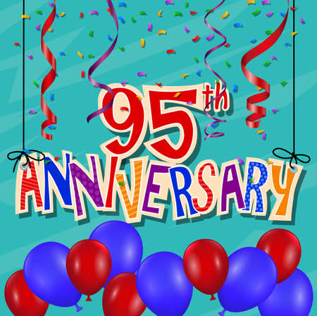 Anniversary celebration background with confetti and balloonの写真素材