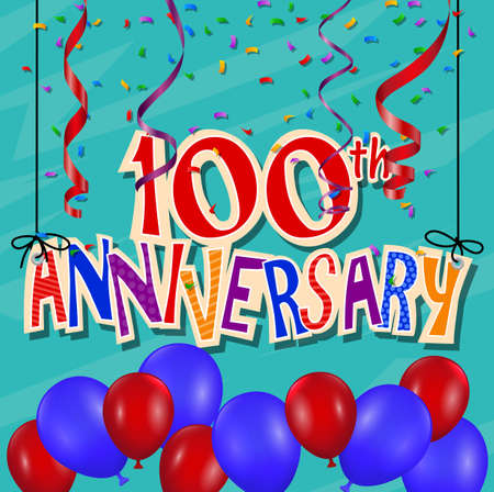 Anniversary celebration background with confetti and balloonの写真素材