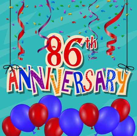 Anniversary celebration background with confetti and balloonの写真素材
