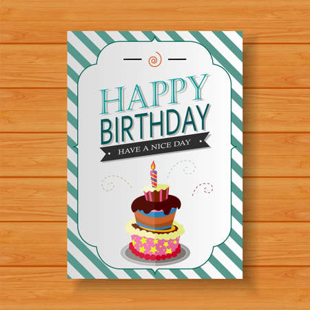 Birthday card on wood backgroundのイラスト素材