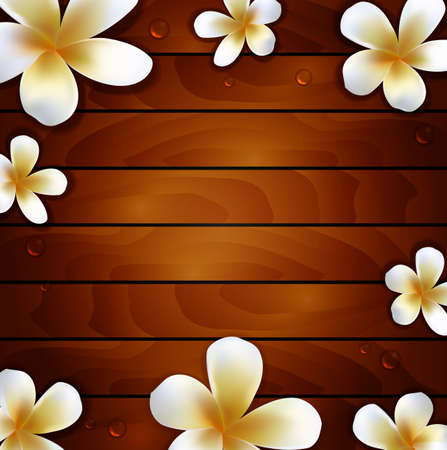 frangipani flower on wood backgroundのイラスト素材