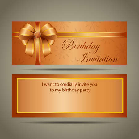 Gold birthday invitation cardのイラスト素材