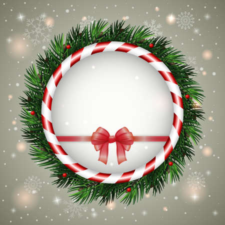 Christmas greeting card with Christmas wreathのイラスト素材