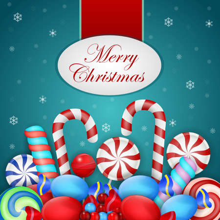 Christmas background with various candiesのイラスト素材