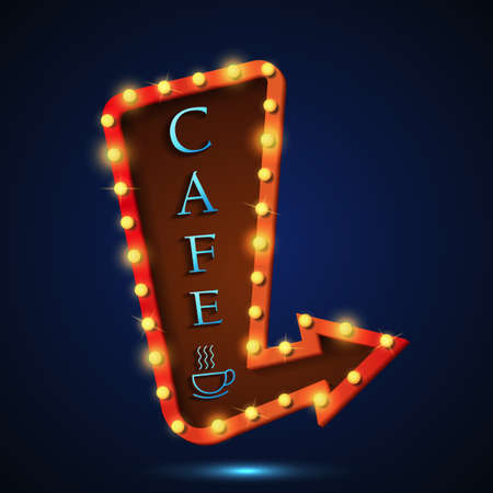 Cafe Signboard retro style with lampsのイラスト素材