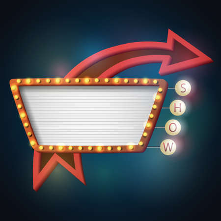 Vector illustration of Showtime signboard retro style with light frameのイラスト素材