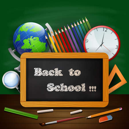 Welcome back to school background with school equipmentのイラスト素材