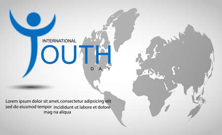 International youth day background with world mapの写真素材