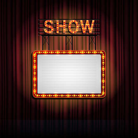 Vector illustration of Showtime retro sign with curtain backgroundのイラスト素材