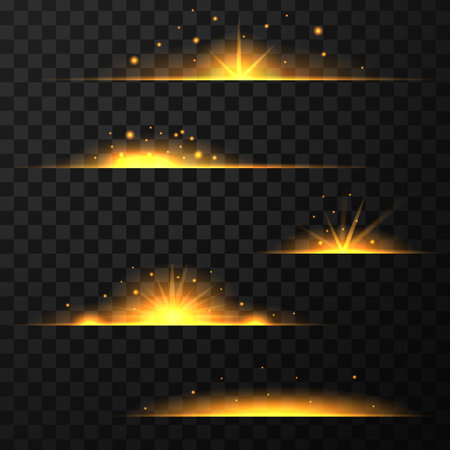 Gold light effect isolated on transparent backgroundのイラスト素材