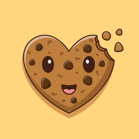 Cartoon biscuit with heart shape,vector cartoon illustration,cartoon clipartのイラスト素材