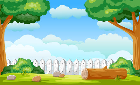 Blank Landscape in Nature Park Scene with Many Treeのイラスト素材