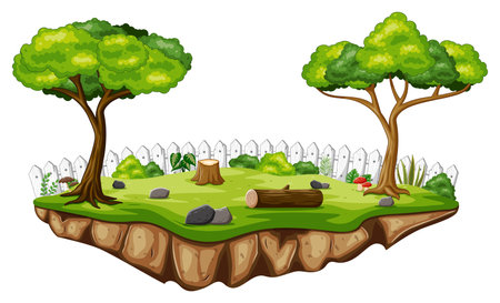 Nature Park Scene Background With Rock Caveのイラスト素材