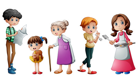 Illustration of a happy familyのイラスト素材