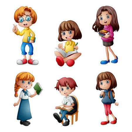 Happy little kids collection setのイラスト素材