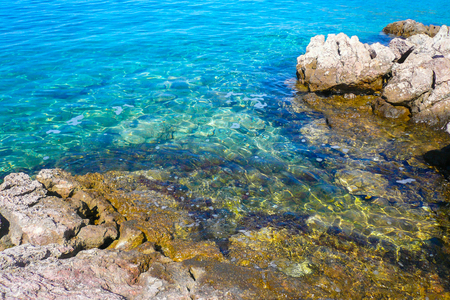 Rocky Atlantic coast with beautiful blue and green water.の写真素材